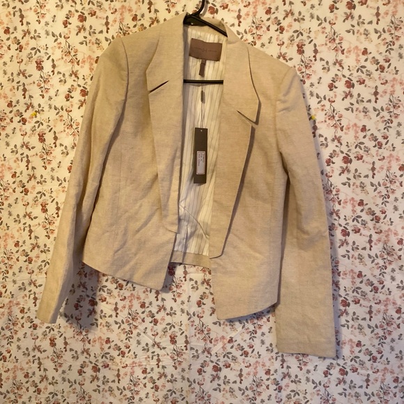 Halston heritage cream blazer with shoulder pads size M - Picture 1 of 6